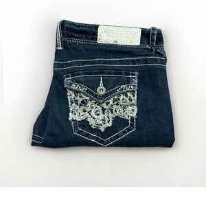 Vintage Amethyst Jeans Late 1990s Low Rise Skinny embellished pockets. Y2K.